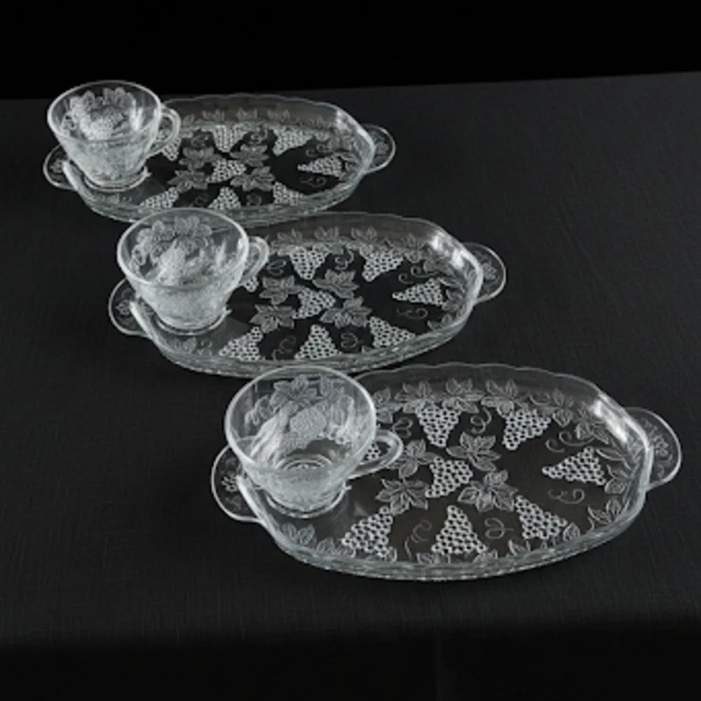 Vintage Indiana Glass Harvest Grape Snack Set - Clear (Set of 3)